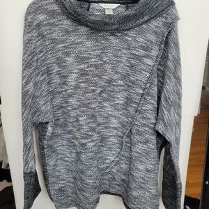 Panel sweater heathered grey cowl neck lounge sweater